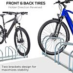 Homcom Bike Stand Parking Rack Floor Or Wall Mount Bicycle Cycle Storage Locking Stand (4 Racks, Silver)