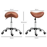 Homcom Saddle Stool, Height Adjustable Salon Chair For Massage Spa, Faux Leather, Brown