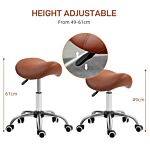 Homcom Saddle Stool, Height Adjustable Salon Chair For Massage Spa, Faux Leather, Brown