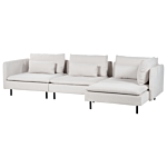 Modular Left Corner Sofa Beige Fabric 3 Seater Sectional Sofa Modern Design Living Room Beliani