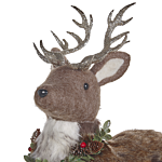 Decorative Figurine Brown Faux Fur 38 Cm Christmas Decoration Reindeer Living Room Decor Beliani