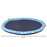 Pawhut 170cm Splash Pad Sprinkler For Pets Dog Bath Pool Water Game Mat Toy Non-slip Outdoor Backyard, Blue