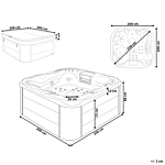 Hot Tub Grey Acrylic 200 X 200 Cm 31 Jets Aluminium Exterior With Led Heating Beliani