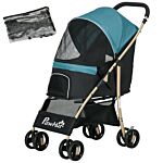 Pawhut Oxfoad Pet Stroller For Small Minature Dogs With Rain Cover Dark Green