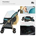 Pawhut Oxfoad Pet Stroller For Small Minature Dogs With Rain Cover Dark Green