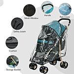 Pawhut Oxfoad Pet Stroller For Small Minature Dogs With Rain Cover Dark Green