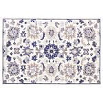 Area Rug Beige And Blue Wool 140 X 200 Cm Thick Dense Pile Oriental Pattern Beliani