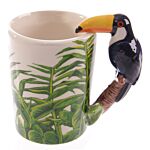 Novelty Ceramic Jungle Mug With Toucan Shaped Handle