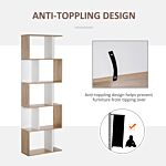 Homcom 5-tier Bookcase Storage Display Shelving S Shape Design Unit Divider White