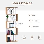 Homcom 5-tier Bookcase Storage Display Shelving S Shape Design Unit Divider White