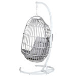 Hanging Chair Pe Rattan Light Grey Outdoor Indoor Patio With A Stand Modern Swing Chair Beliani