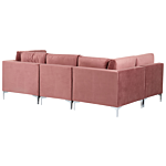 Right Hand Modular Corner Sofa Pink Velvet 4 Seater L-shaped Silver Metal Legs Glamour Style Beliani