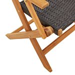 Vidaxl Folding Garden Chairs 6 Pcs Black Poly Rattan And Solid Wood