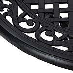 Outsunny Round Garden Table With Parasol Hole, 90cm Cast Aluminium Outdoor Dining Table For 2-4 For Balcony - Black