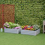 Outsunny Set Of 2 Raised Garden Bed, Elevated Planter Box With Galvanized Steel Frame For Growing Flowers, Herbs, 1m X 1m X 0.3m