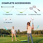 Sportnow Badminton Set With Volleyball Net, Portable Badminton Net With 2 Rackets, 2 Shuttlecocks And Carry Case, For Indoor Outdoor Sports