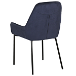 Set Of 2 Dining Room Chairs Blue Corduroy Fabric Upholstered Seat Black Metal Legs Modern Style Beliani