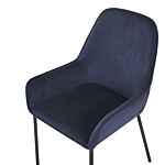 Set Of 2 Dining Room Chairs Blue Corduroy Fabric Upholstered Seat Black Metal Legs Modern Style Beliani