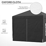 Outsunny 3 X 3 Meters Pop Up Water Resistant Gazebo Wedding Camping Party Tent Canopy Marquee With Carry Bag And 2 Windows, Black