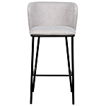 Set Of 2 Bar Chairs Grey Polyester Upholstery Black Metal Legs Armless Stools Curved Backrest Modern Dining Room Kitchen Beliani