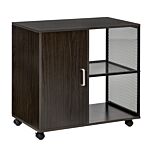 Homcom Printer Stand Home Office Mobile Storge File Cabinet Organizer With Castors, Door, Walnut Brown