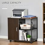 Homcom Printer Stand Home Office Mobile Storge File Cabinet Organizer With Castors, Door, Walnut Brown