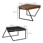 Homcom Coffee Table Set Of 2, Geometric Coffee Table With Spacious Legroom, Steel Frame And Thick Tabletop, Industrial Coffee Tables