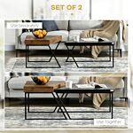 Homcom Coffee Table Set Of 2, Geometric Coffee Table With Spacious Legroom, Steel Frame And Thick Tabletop, Industrial Coffee Tables