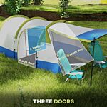 Outsunny Camping Tent, Large Tunnel Tent With Bedroom And Living Area, 2000mm Waterproof, Portable With Bag For 2-3 Man, Green