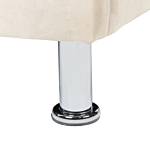 Eu Single Size Bed Beige Velvet Upholstered Frame Nailhead Trim Crystal Buttons Headrest Bedroom Modern Glam Beliani