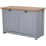 Homcom Shoe Cabinet, 2 Doors Hallway Cupboard, Storage Organiser With Shelf, Entryway Shoe Bench, Bathroom Furniture, Grey