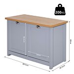 Homcom Shoe Cabinet, 2 Doors Hallway Cupboard, Storage Organiser With Shelf, Entryway Shoe Bench, Bathroom Furniture, Grey