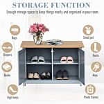 Homcom Shoe Cabinet, 2 Doors Hallway Cupboard, Storage Organiser With Shelf, Entryway Shoe Bench, Bathroom Furniture, Grey