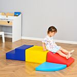 Homcom Soft Play 4-piece Climb And Crawl Foam Toddler Stairs And Ramp Colorful Children's Educational Software Activity Toys For Baby Preschooler