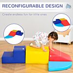 Homcom Soft Play 4-piece Climb And Crawl Foam Toddler Stairs And Ramp Colorful Children's Educational Software Activity Toys For Baby Preschooler