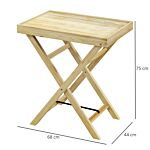 Outsunny 68cmx44cmx75cm Garden Table, Outdoor Side Table, Wooden Patio Coffee Side Desk, Patio End Table For Garden, Balcony, Natural