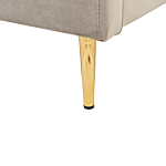 Eu King Size Bed Taupe Velvet 5ft3 Upholstered Frame Metal Legs Slatted Base Headboard Modern Glam Style Bedroom Beliani