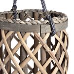 Medium Wicker Lantern With Glass Hurricane