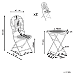 Garden Bistro Set Light Green Iron Foldable Distressed Metal 2 Chairs Table Outdoor Uv Rust Resistance French Retro Style Beliani