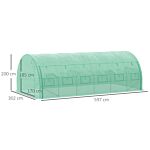 Outsunny Polytunnel Greenhouse Walk-in Grow House Tent With Roll-up Sidewalls, Zipped Door And 12 Windows, 6x3x2m Green