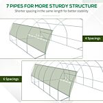 Outsunny Polytunnel Greenhouse Walk-in Grow House Tent With Roll-up Sidewalls, Zipped Door And 12 Windows, 6x3x2m Green