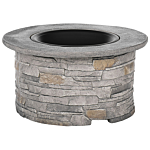 Fire Pit Heater Grey Black Mesh Cover Round Outdoor Beliani