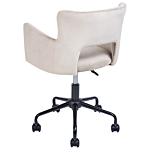 Office Chair Taupe Velvet With Armrests Cut-out Backrest Adjustable Height Tufted Back Black Metal Starbase Beliani