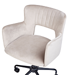 Office Chair Taupe Velvet With Armrests Cut-out Backrest Adjustable Height Tufted Back Black Metal Starbase Beliani