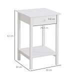 Homcom Wooden Bedside Table Cabinet W/ Drawer Shelf Storage End Side White Multipurpose Bedroom Night Stand