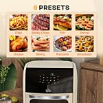 Homcom Digital Air Fryer With 8 Preset Modes, Rapid Air Circulation, 12l Air Fryer Oven With Memory Function, 1800w, White