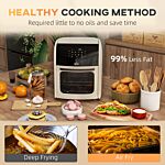 Homcom Digital Air Fryer With 8 Preset Modes, Rapid Air Circulation, 12l Air Fryer Oven With Memory Function, 1800w, White