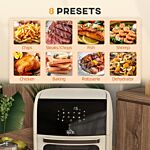 Homcom Digital Air Fryer With 8 Preset Modes, Rapid Air Circulation, 12l Air Fryer Oven With Memory Function, 1800w, White