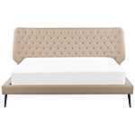 Bed Frame Beige Faux Leather Upholstery Eu Super King Size 6ft Modern Design Tufted Headboard Beliani