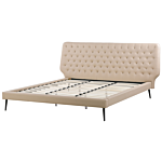 Bed Frame Beige Faux Leather Upholstery Eu Super King Size 6ft Modern Design Tufted Headboard Beliani